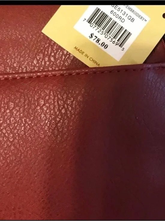 Red Leather Crossbody Bag with Stud Accents - Picture 8 of 8